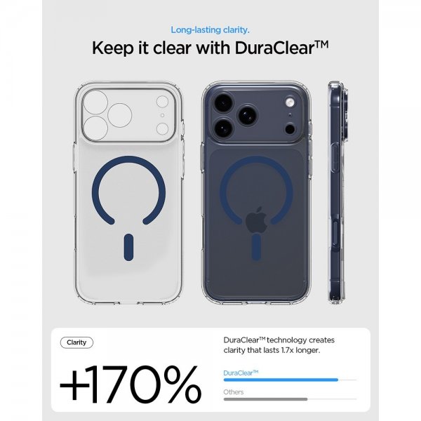 Spigen iPhone 17 Pro Deksel Ultra Hybrid MagFit Clear Deep Blue