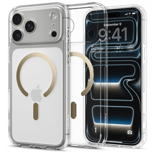Spigen iPhone 17 Pro Deksel Ultra Hybrid MagFit Clear Gold