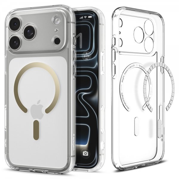 Spigen iPhone 17 Pro Deksel Ultra Hybrid MagFit Clear Gold