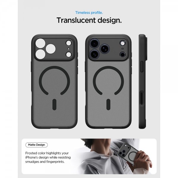 Spigen iPhone 17 Pro Deksel Ultra Hybrid MagFit Frost Black