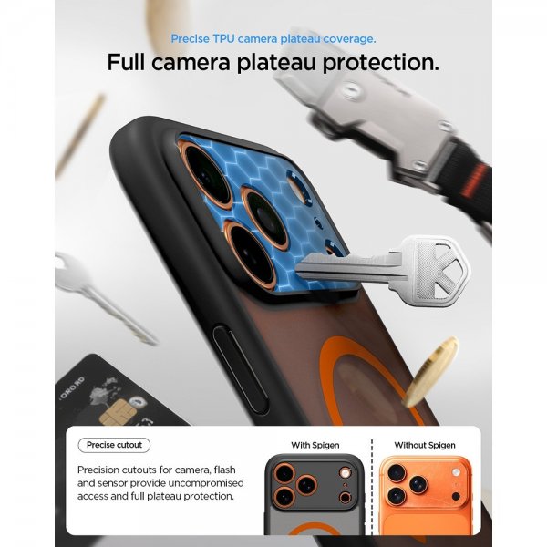 Spigen iPhone 17 Pro Deksel Ultra Hybrid MagFit Frost Black Orange