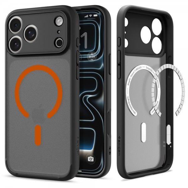 Spigen iPhone 17 Pro Deksel Ultra Hybrid MagFit Frost Black Orange