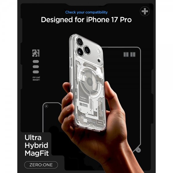 Spigen iPhone 17 Pro Deksel Ultra Hybrid Zero One MagFit Natural Titanium