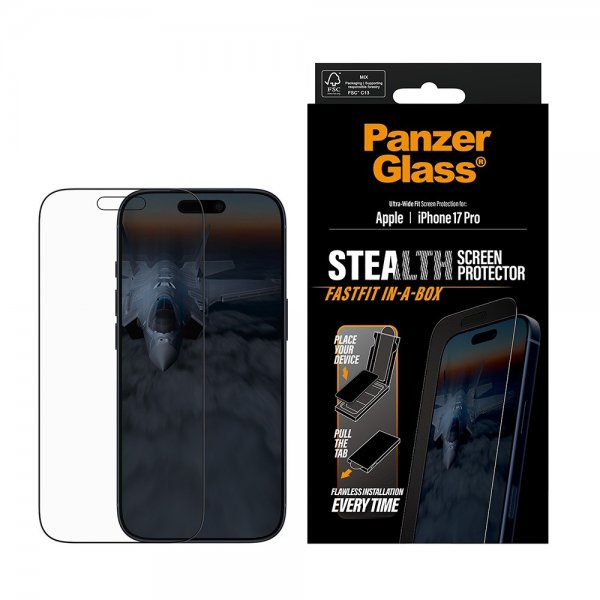 PanzerGlass iPhone 17 Pro Skjermbeskytter Ultra-Wide Fit Stealth Fastfit