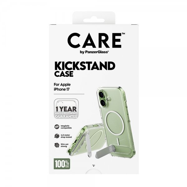 CARE by PanzerGlass iPhone 17 Deksel Kickstand MagSafe Transparent