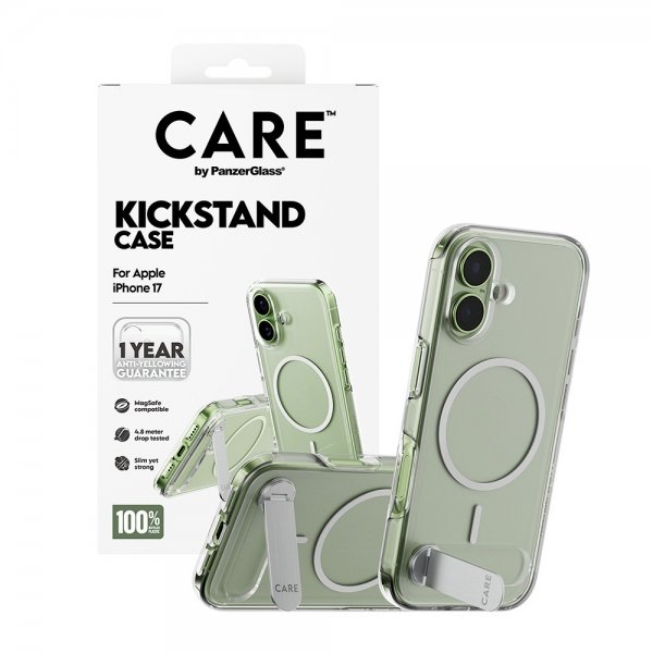 CARE by PanzerGlass iPhone 17 Deksel Kickstand MagSafe Transparent