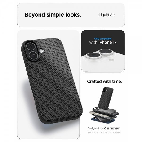 Spigen iPhone 17 Deksel Liquid Air Matte Black