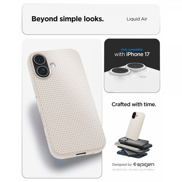 Spigen iPhone 17 Deksel Liquid Air Natural Titanium