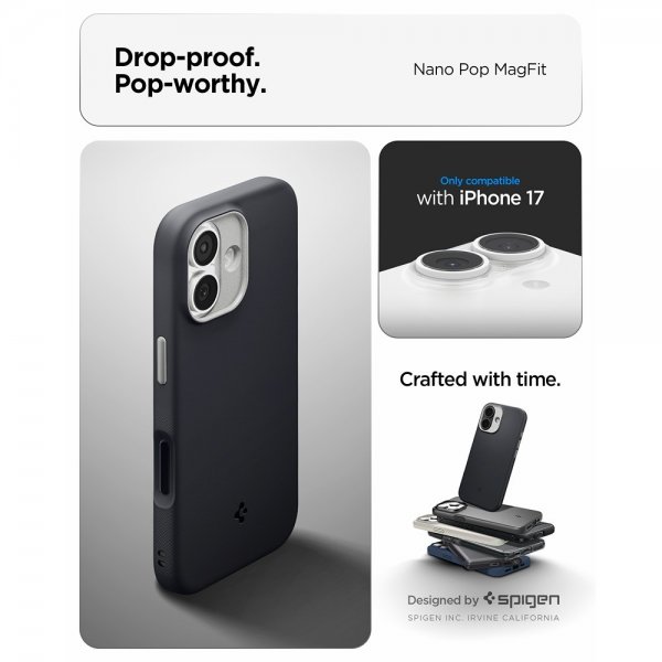 Spigen iPhone 17 Deksel Nano Pop MagFit Black Sesame