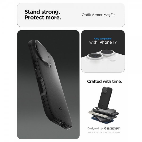 Spigen iPhone 17 Deksel Optik Armor MagFit Svart