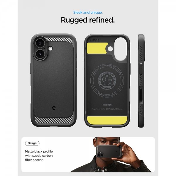 Spigen iPhone 17 Deksel Rugged Armor MagFit Matte Black