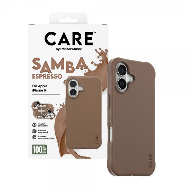 CARE by PanzerGlass iPhone 17 Deksel Samba MagSafe Espresso