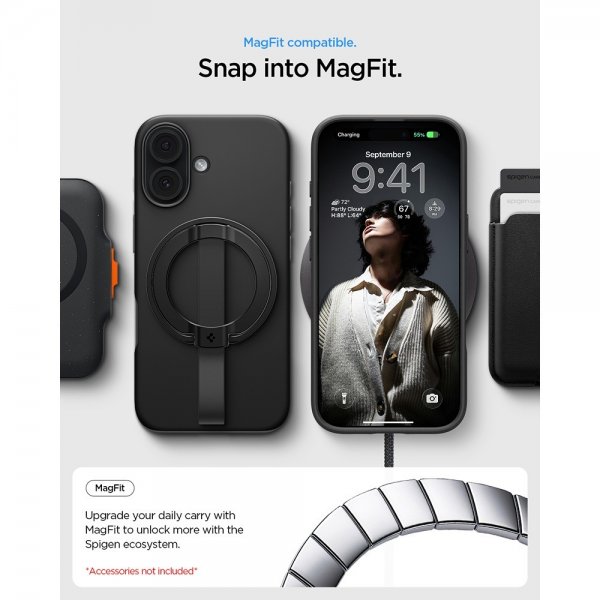 Spigen iPhone 17 Deksel Thin Fit MagFit Svart