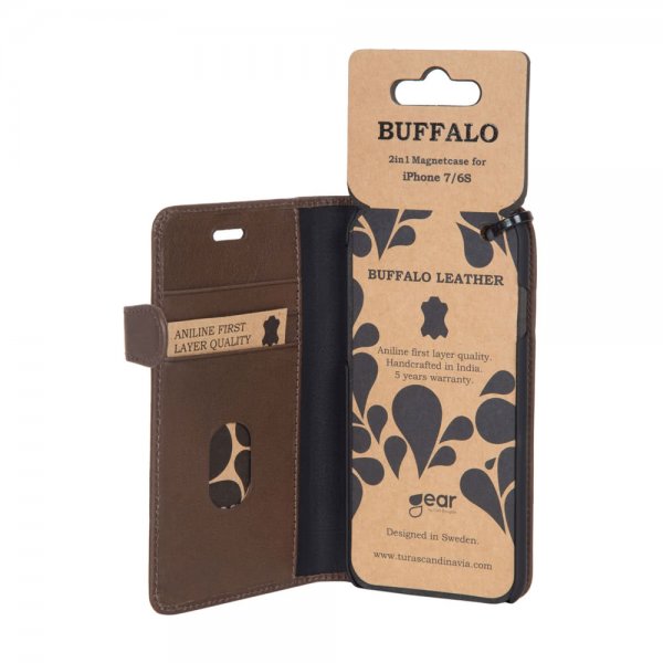 Buffalo iPhone 6/6S/7/8/SE Etui Buffalo Löstagbart Deksel Brun