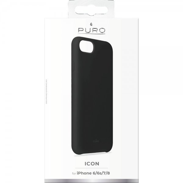 Puro iPhone 6/6S/7/8/SE Deksel Icon Svart