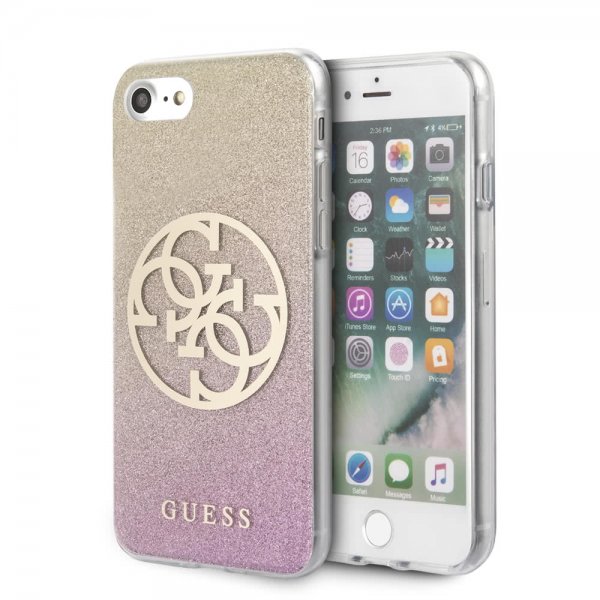 Guess iPhone 7/8/SE Deksel Glitter Circle Rosegull