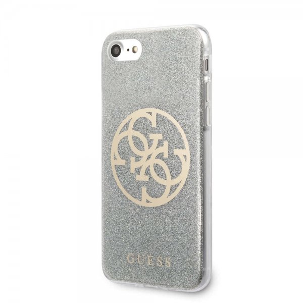 Guess iPhone 7/8/SE Deksel Glitter Circle Sølv