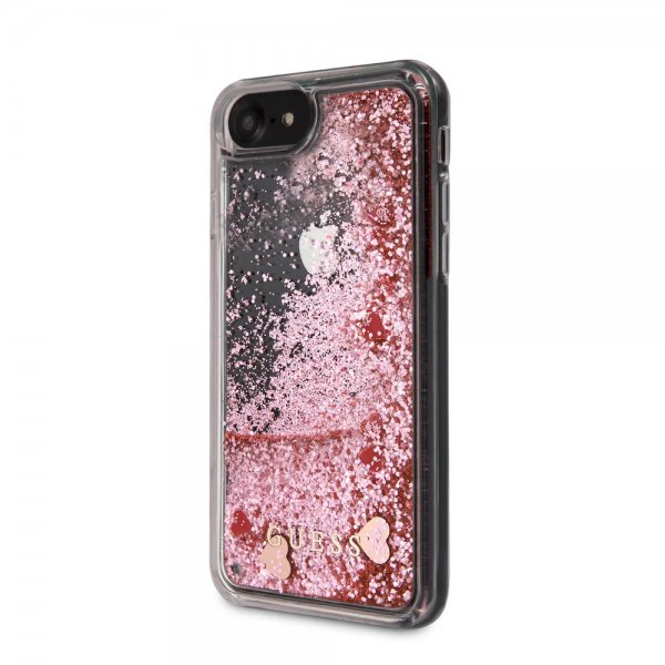 Guess iPhone 7/8/SE Deksel Glitter Floating Hearts Rosa