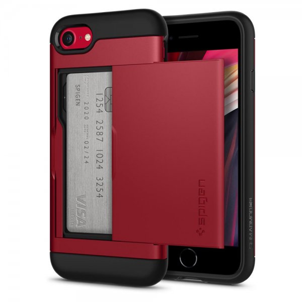 Spigen iPhone 7/8/SE Deksel Slim Armor CS Rød