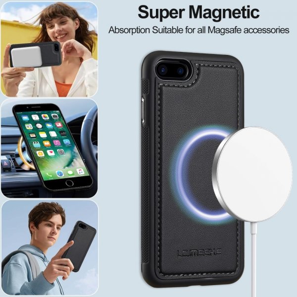 Lc.Imeeke iPhone 7/8/SE Etui Avtagbart Deksel L2 Series MagSafe Svart