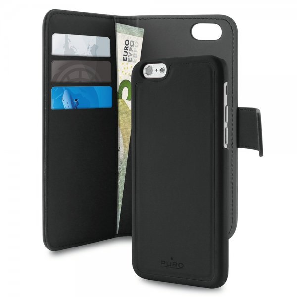 Puro iPhone 7/8/SE Etui Wallet Detachable 2 in 1 Svart