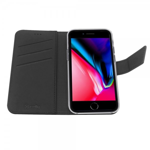 Celly iPhone 6/6S/7/8/SE Etui Wally Wallet Case Svart