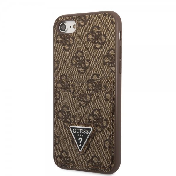 Guess iPhone 7/8/SE Deksel Double Cardslot Metal Triangle Brun