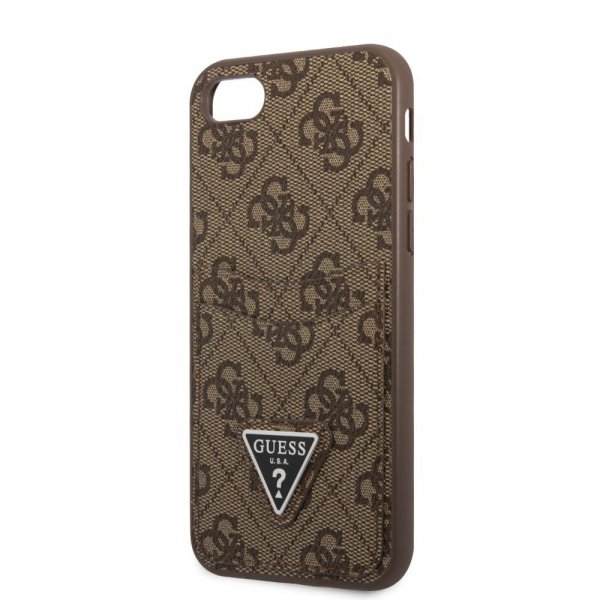 Guess iPhone 7/8/SE Deksel Double Cardslot Metal Triangle Brun