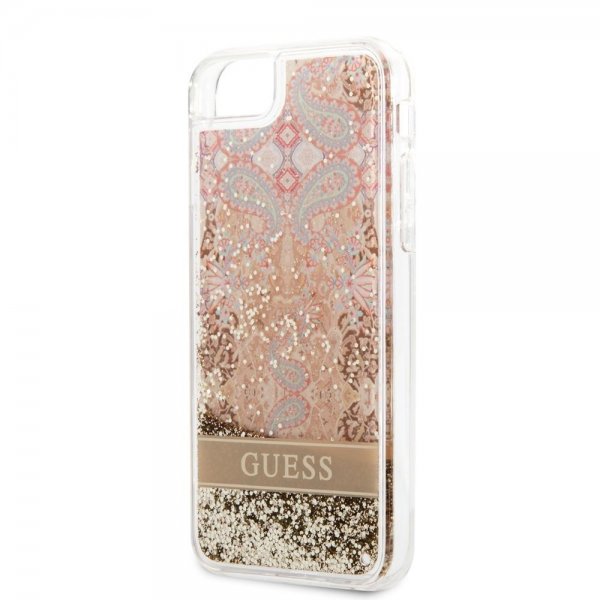Guess iPhone 7/8/SE Deksel Liquid Glitter Paisley Pattern Gull