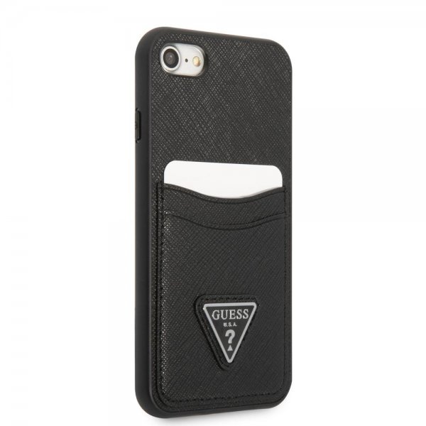 Guess iPhone 7/8/SE Deksel Saffiano Double Cardslot Svart