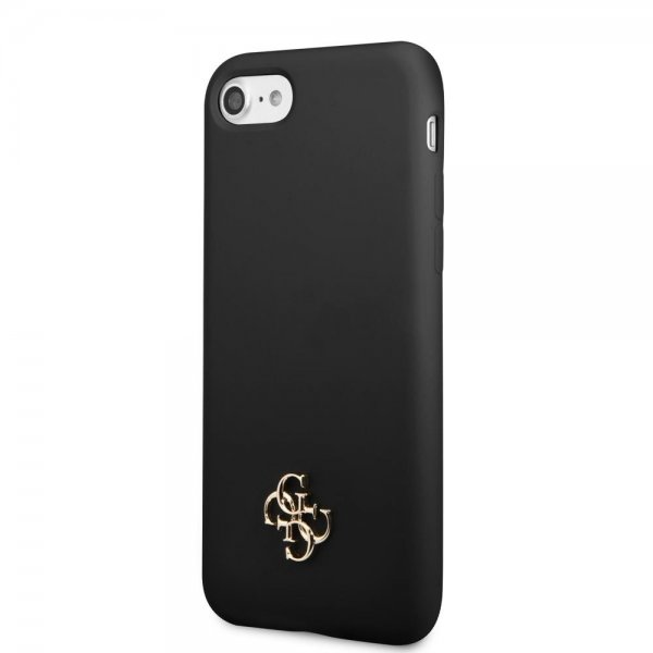 Guess iPhone 7/8/SE Deksel Silicone Metal Logo 4G Svart