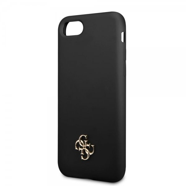 Guess iPhone 7/8/SE Deksel Silicone Metal Logo 4G Svart