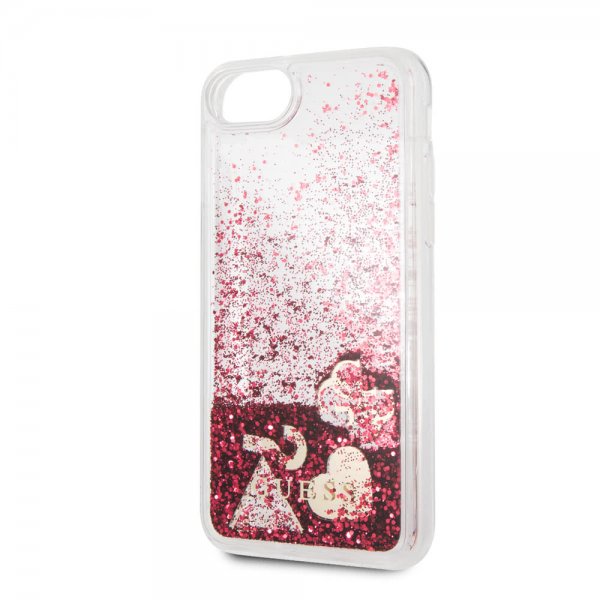 Guess iPhone 7/8/SE Deksel Glitter Hearts Rød