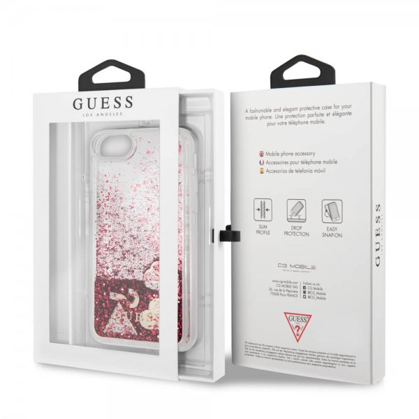 Guess iPhone 7/8/SE Deksel Glitter Hearts Rød