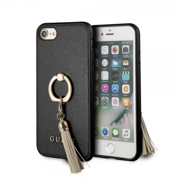 Guess iPhone 7/8/SE Deksel med RingHolder Svart
