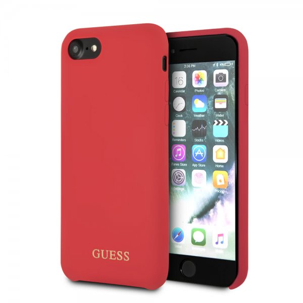Guess iPhone 7/8/SE Deksel Silikoni Logo Rød
