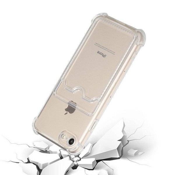 iPhone 7/iPhone 8/iPhone SE 2020/iPhone SE 2022 Deksel Kortholder Støtsikker Transparent