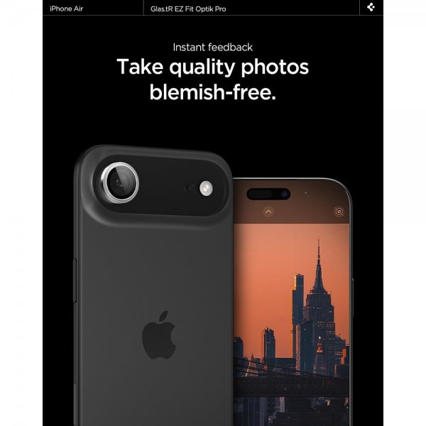 Spigen iPhone Air Kamerabeskytter GLAS.tR EZ Fit Optik Pro 2-pakning Sølv