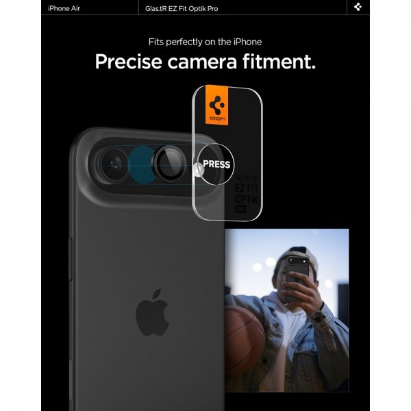 Spigen iPhone Air Kamerabeskytter GLAS.tR EZ Fit Optik Pro 2-pakning Svart