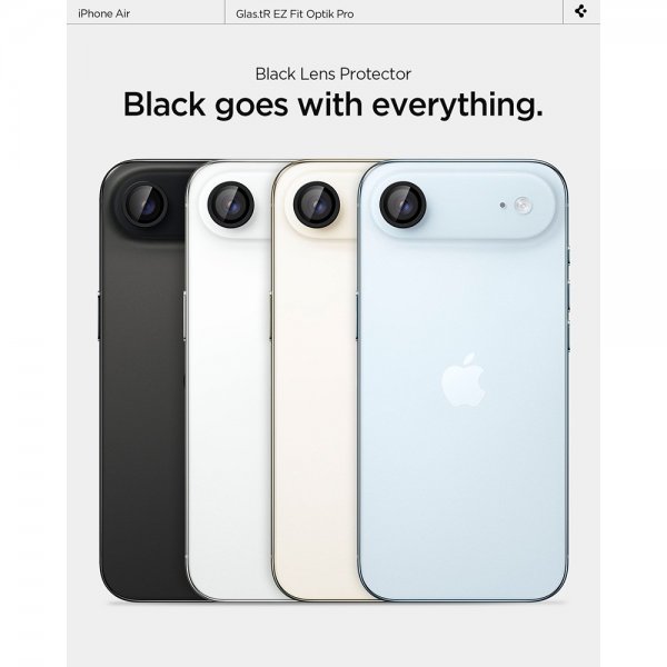 Spigen iPhone Air Kamerabeskytter GLAS.tR EZ Fit Optik Pro 2-pakning Svart