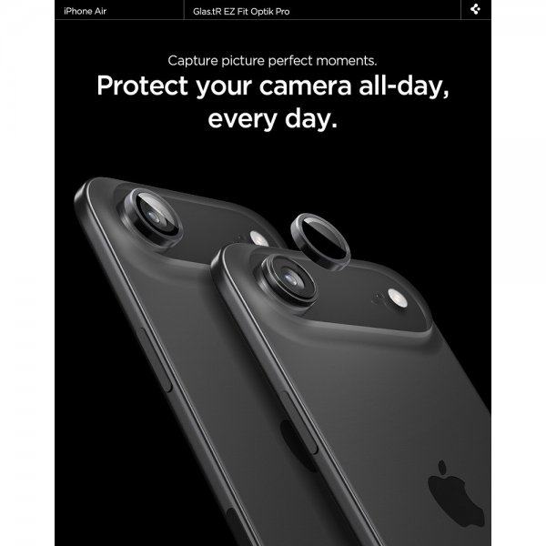 Spigen iPhone Air Kamerabeskytter GLAS.tR EZ Fit Optik Pro 2-pakning Svart