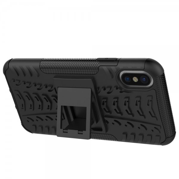 iPhone X/Xs Deksel Stativ Stötsäkert Svart