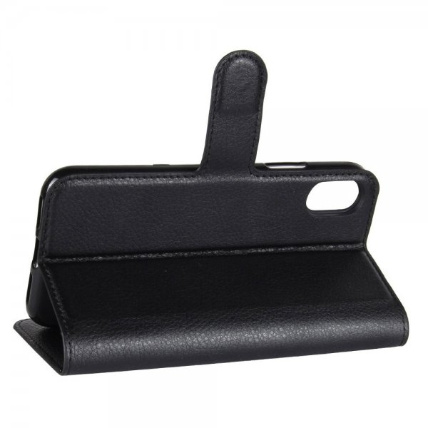 iPhone X/Xs Etui Litchi Svart