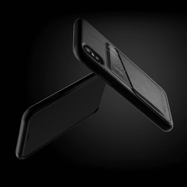 Mujjo iPhone X/Xs Deksel Full Leather Wallet Case Svart