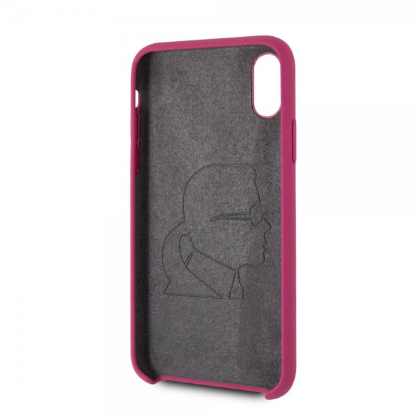 Karl Lagerfeld iPhone X/Xs Deksel Silikon LageRFeld Gull Logo Magenta