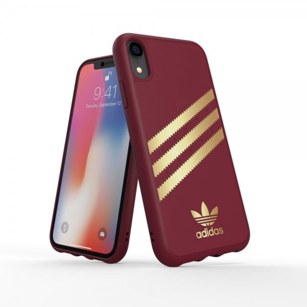 Adidas iPhone Xr Deksel OR Moulded Case FW18 SUEDE Burgundy Gold