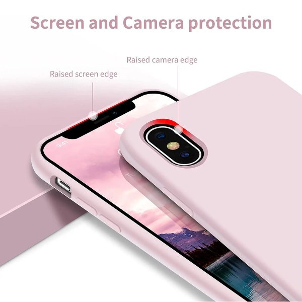 Rvelon iPhone X/iPhone Xs Deksel Silikon Sandrosa