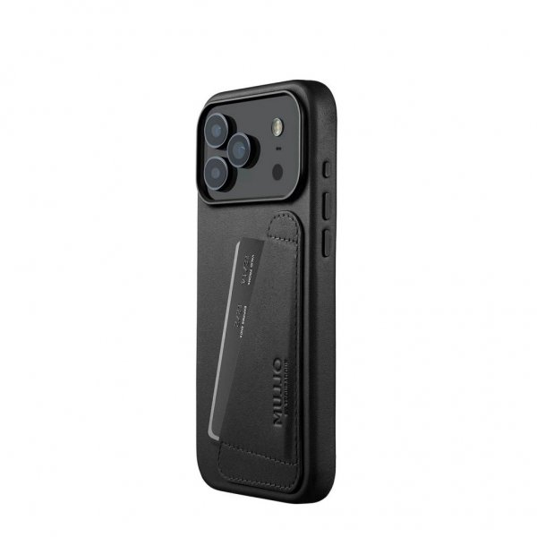 Mujjo iPhone 17 Pro Max Deksel Full Leather Wallet Case MagSafe Svart