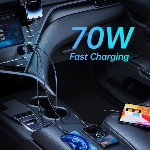 Joyroom Mobillader til bil JR-CL29 70W 4 Port Car Charger