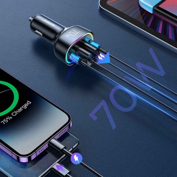 Joyroom Mobillader til bil JR-CL29 70W 4 Port Car Charger